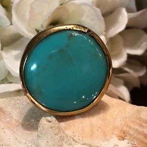 Turquoise and brass ring